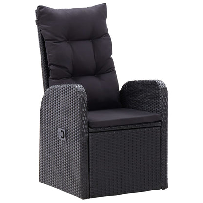 Set da Pranzo da Giardino 9 pz con Cuscini Nero