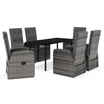 Set da Pranzo da Giardino 7 pz con Cuscini Grigio