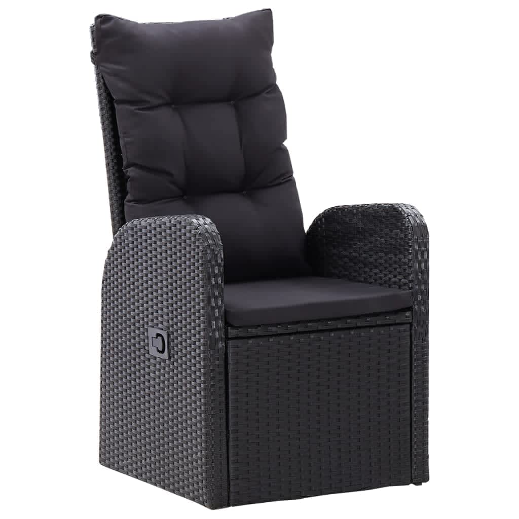 Set da Pranzo da Giardino 9 pz con Cuscini Nero