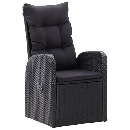 Set da Pranzo da Giardino 9 pz con Cuscini Nero