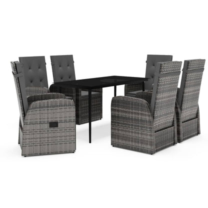 Set da Pranzo da Giardino 7 pz con Cuscini Grigio