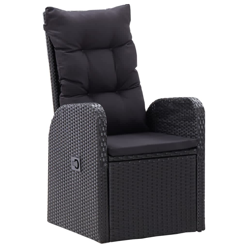 Set da Pranzo da Giardino 9 pz con Cuscini Nero