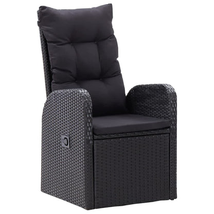Set da Pranzo da Giardino 9 pz con Cuscini Nero