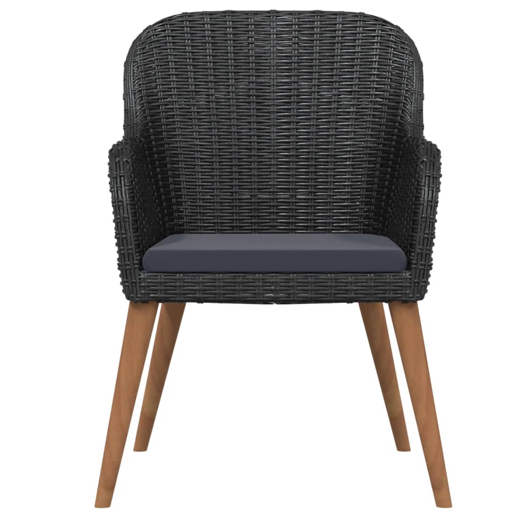 Set da Pranzo da Giardino 9 pz con Cuscini Nero