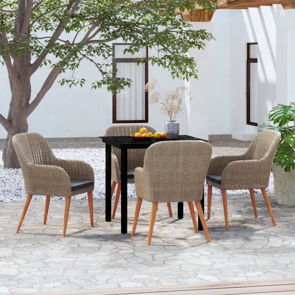 Set da Pranzo da Giardino 5 pz con Cuscini Marrone