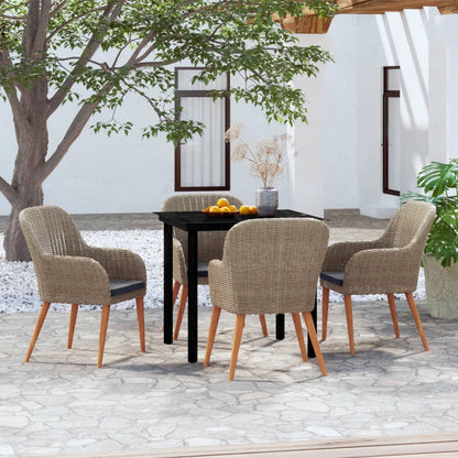 Set da Pranzo da Giardino 5 pz con Cuscini Marrone