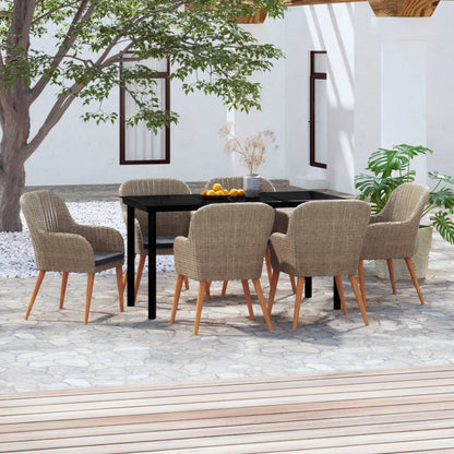 Set da Pranzo da Giardino 7 pz con Cuscini Marrone