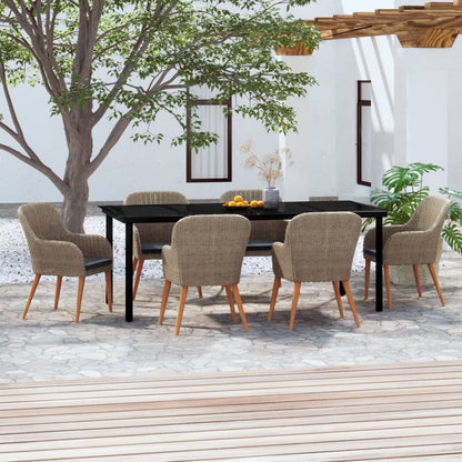 Set da Pranzo da Giardino 7 pz con Cuscini Marrone