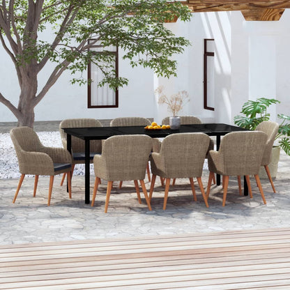 Set da Pranzo da Giardino 9 pz con Cuscini Marrone