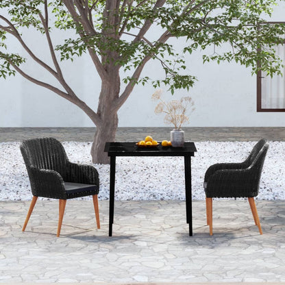 Set da Pranzo da Giardino 3 pz con Cuscini Nero