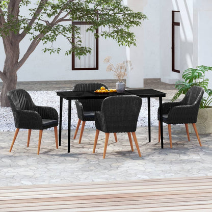 Set da Pranzo da Giardino 5 pz con Cuscini Nero