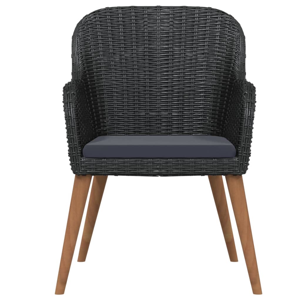 Set da Pranzo da Giardino 9 pz con Cuscini Nero
