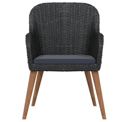 Set da Pranzo da Giardino 9 pz con Cuscini Nero