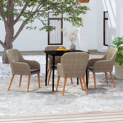 Set da Pranzo da Giardino 5 pz con Cuscini Marrone