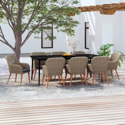 Set da Pranzo da Giardino 9 pz con Cuscini Marrone