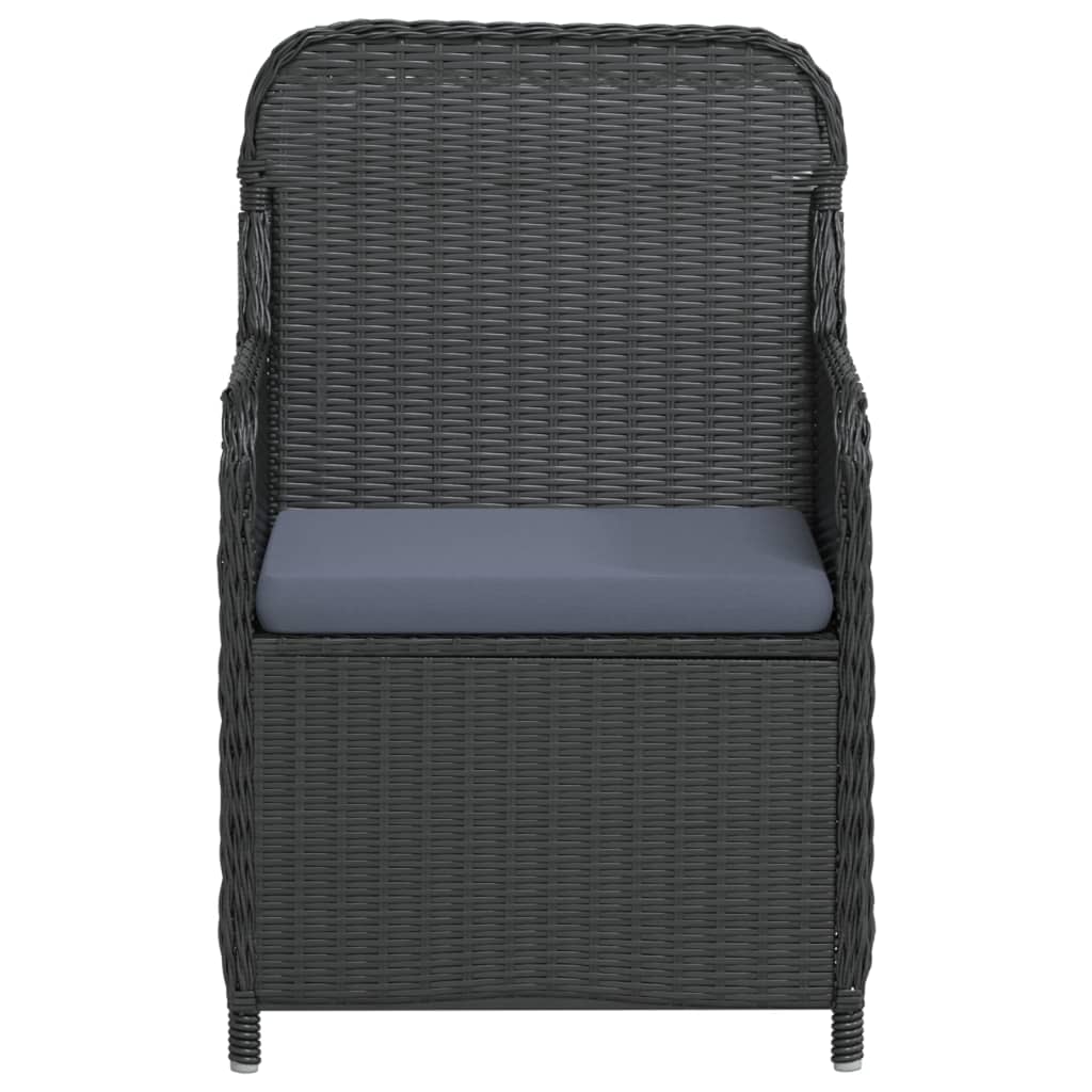 Set da Pranzo da Giardino 3 pz con Cuscini Nero
