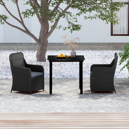 Set da Pranzo da Giardino 3 pz con Cuscini Nero
