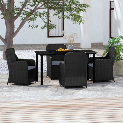 Set da Pranzo da Giardino 5 pz con Cuscini Nero