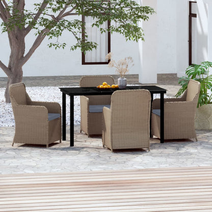 Set da Pranzo da Giardino 5 pz con Cuscini Marrone