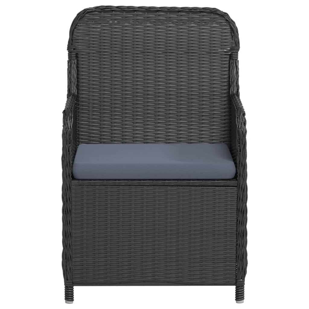 Set da Pranzo da Giardino 3 pz con Cuscini Nero