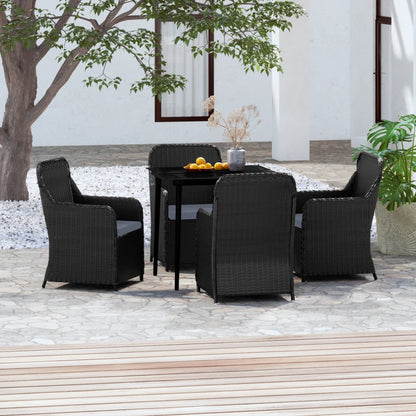 Set da Pranzo da Giardino 5 pz con Cuscini Nero