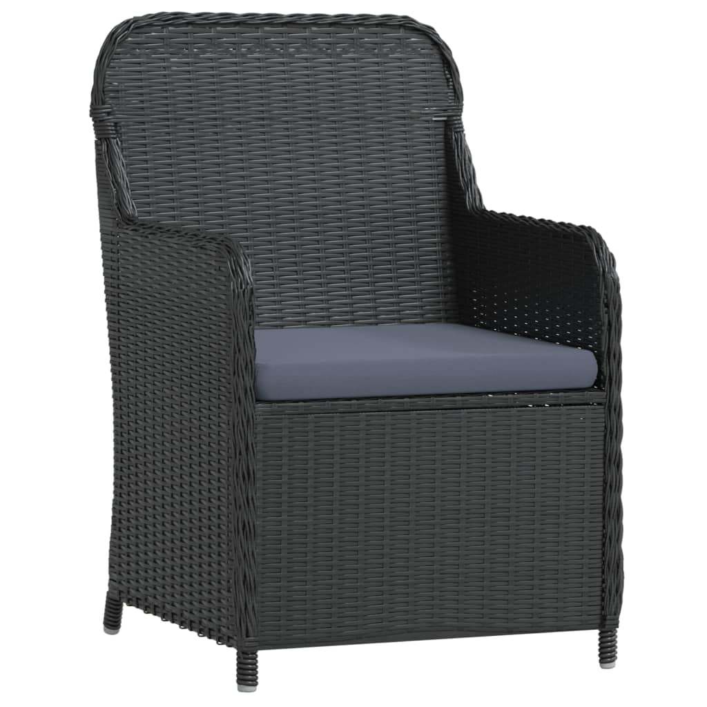 Set da Pranzo da Giardino 9 pz con Cuscini Nero