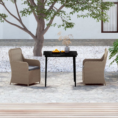 Set da Pranzo da Giardino 3 pz con Cuscini Marrone