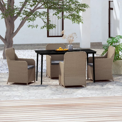 Set da Pranzo da Giardino 5 pz con Cuscini Marrone