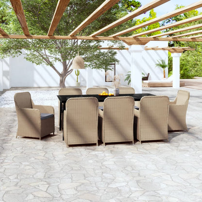 Set da Pranzo da Giardino 9 pz con Cuscini Marrone