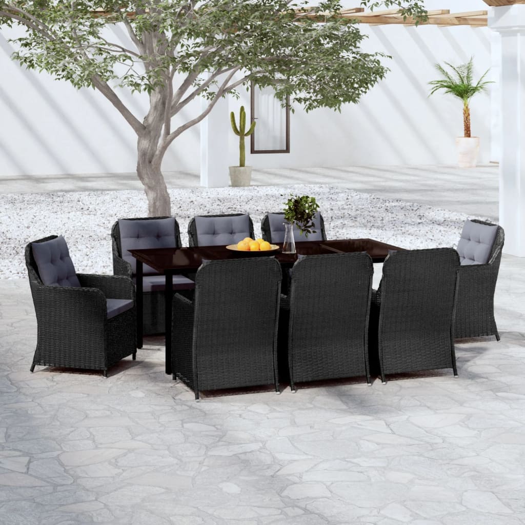 Set da Pranzo da Giardino 9 pz Nero