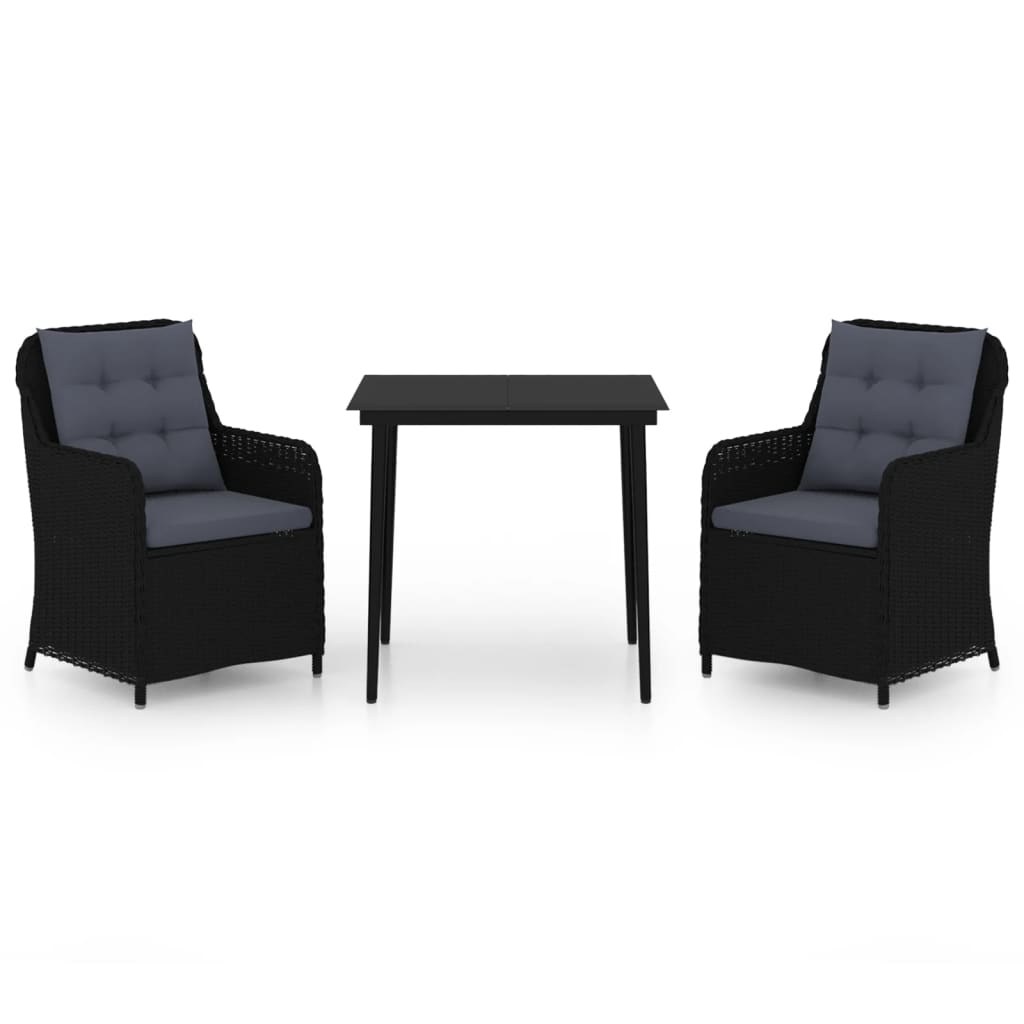 Set da Pranzo da Giardino 3 pz Nero