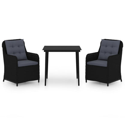 Set da Pranzo da Giardino 3 pz Nero