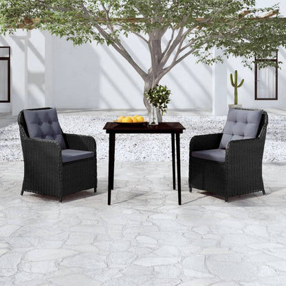 Set da Pranzo da Giardino 3 pz Nero