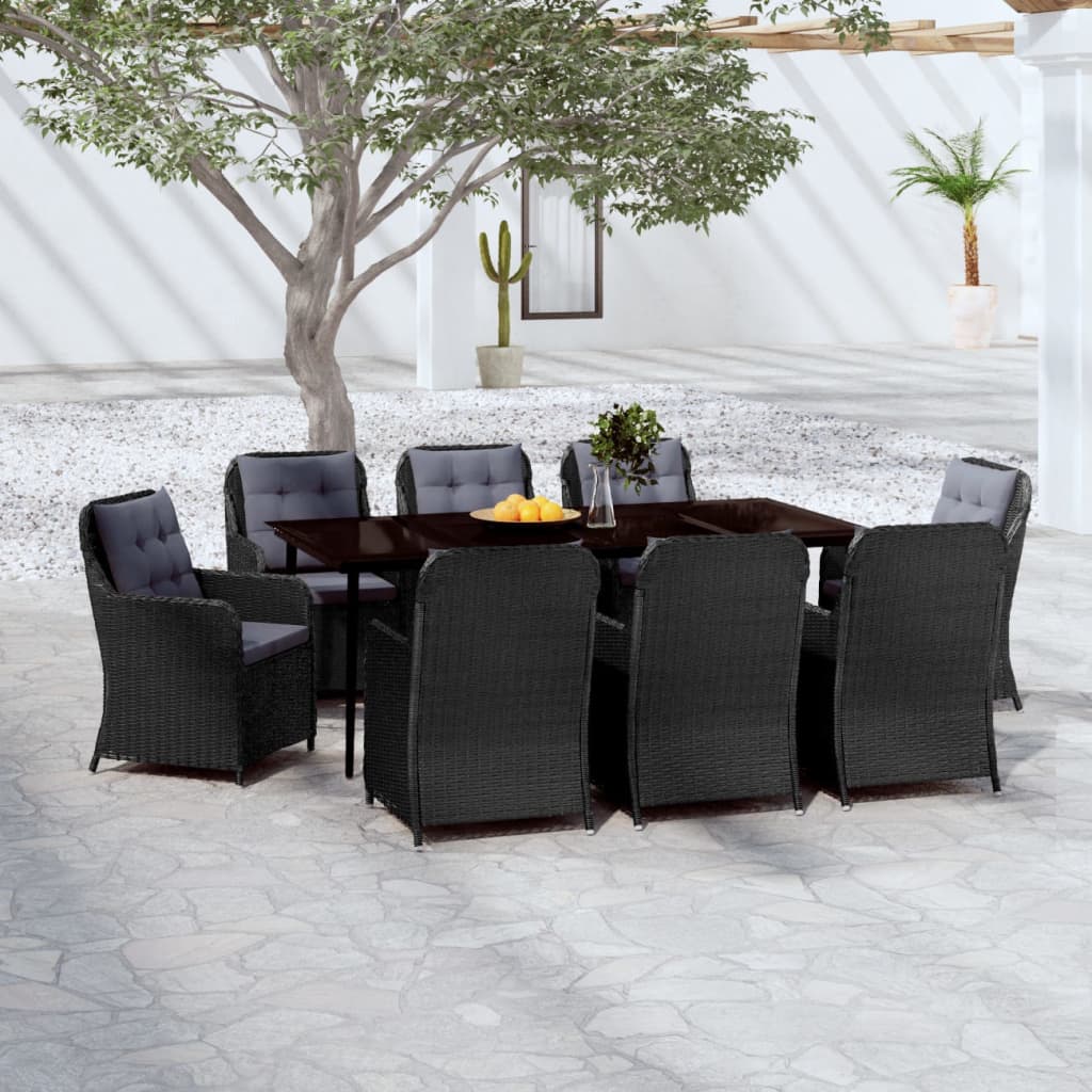 Set da Pranzo da Giardino 9 pz Nero