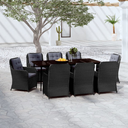 Set da Pranzo da Giardino 9 pz Nero