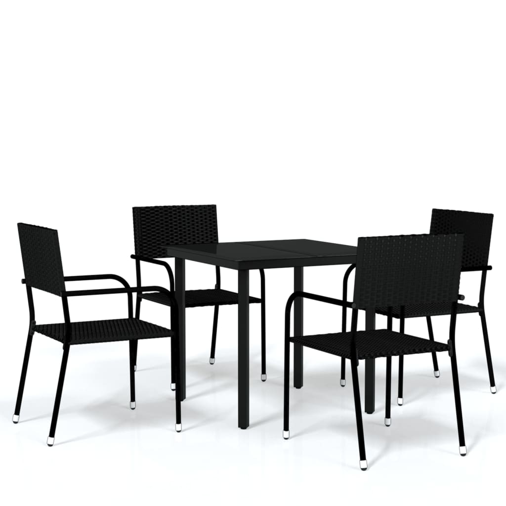 Set Mobili da Pranzo da Giardino 5 pz Nero
