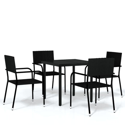 Set Mobili da Pranzo da Giardino 5 pz Nero
