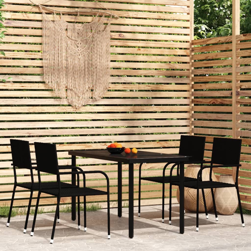 Set Mobili da Pranzo da Giardino 5 pz Nero