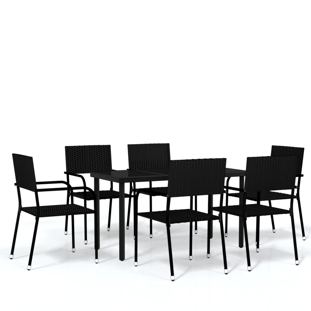 Set Mobili da Pranzo da Giardino 7 pz Nero