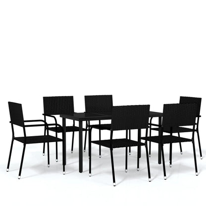 Set Mobili da Pranzo da Giardino 7 pz Nero