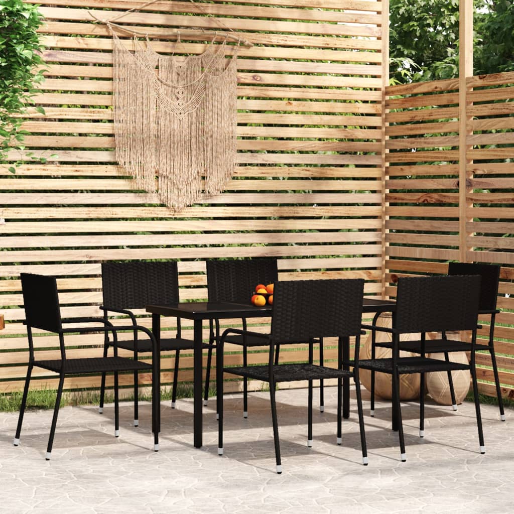 Set Mobili da Pranzo da Giardino 7 pz Nero