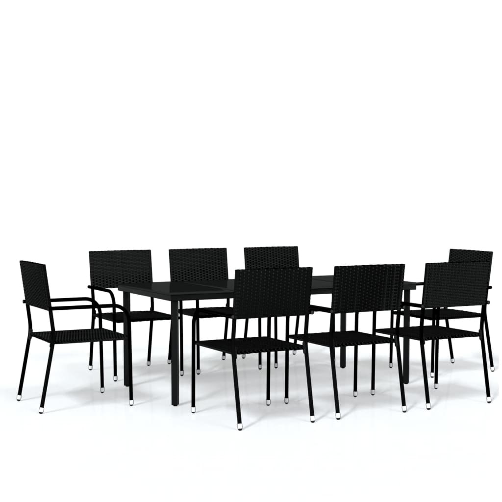 Set Mobili da Pranzo da Giardino 9 pz Nero