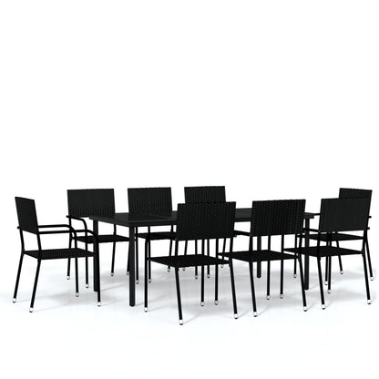 Set Mobili da Pranzo da Giardino 9 pz Nero
