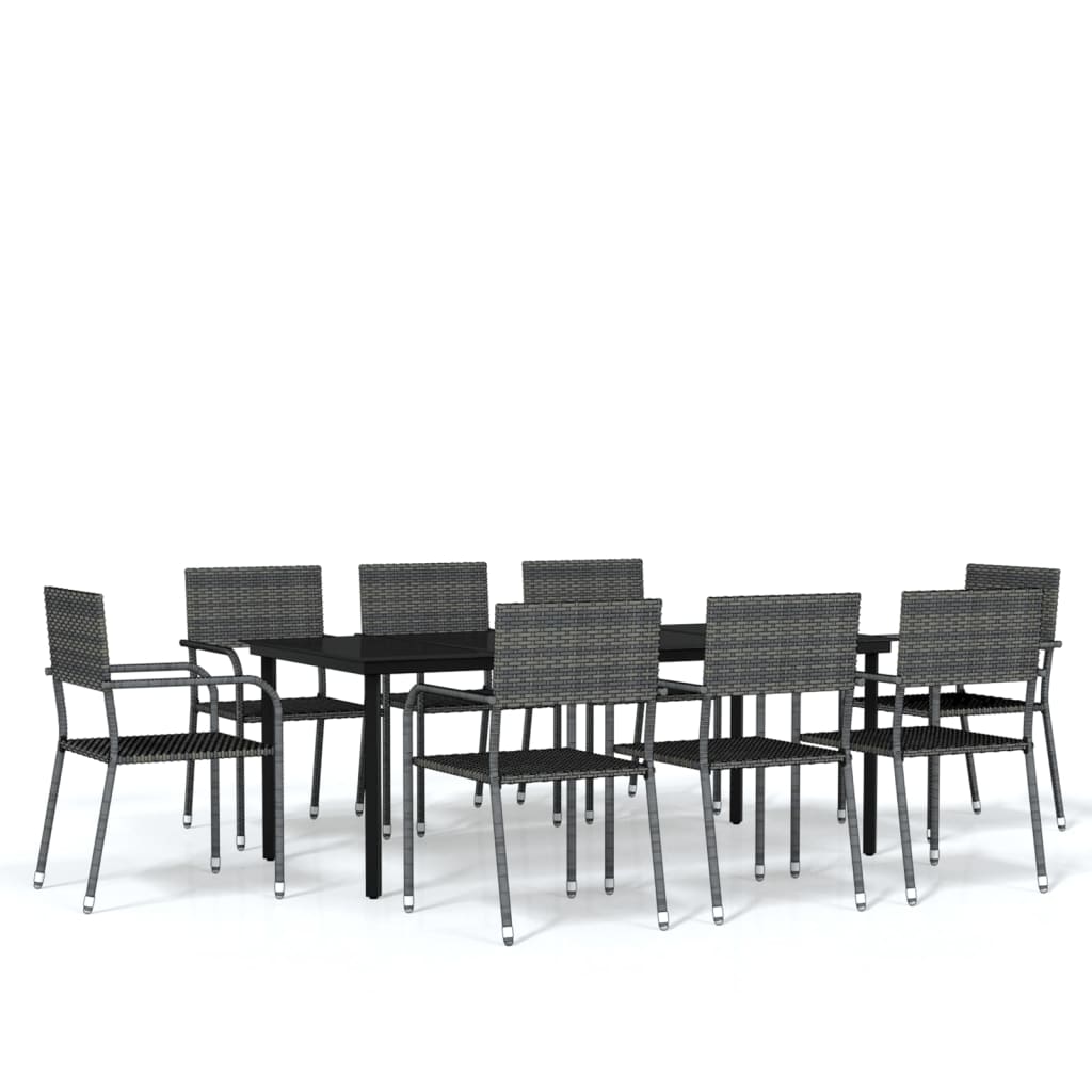 Set Mobili da Pranzo da Giardino 9 pz Grigio