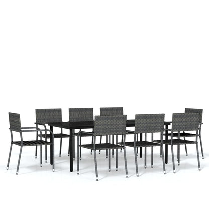 Set Mobili da Pranzo da Giardino 9 pz Grigio