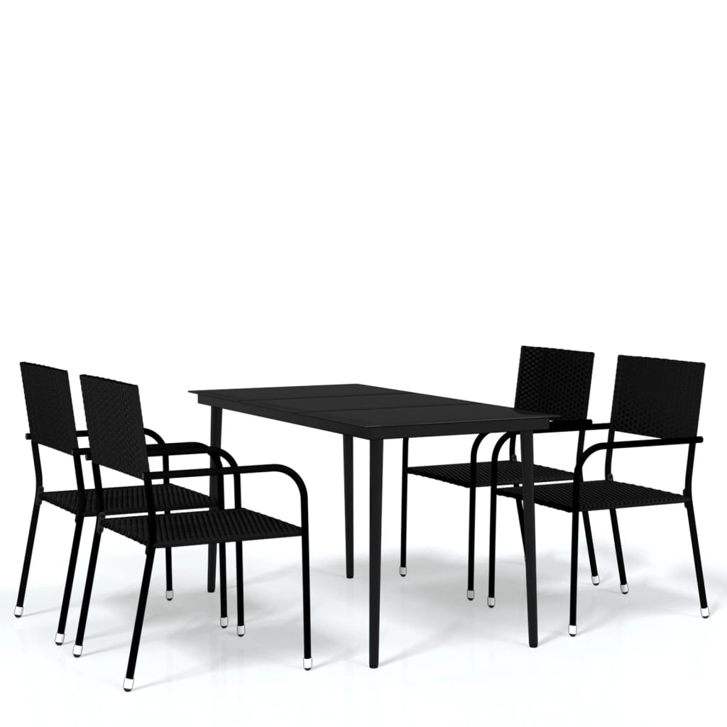 Set Mobili da Pranzo da Giardino 5 pz Nero