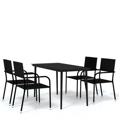 Set Mobili da Pranzo da Giardino 5 pz Nero