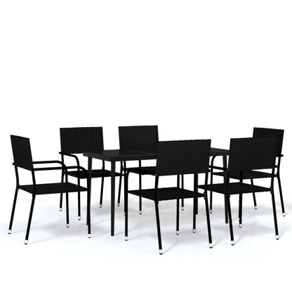 Set Mobili da Pranzo da Giardino 7 pz Nero