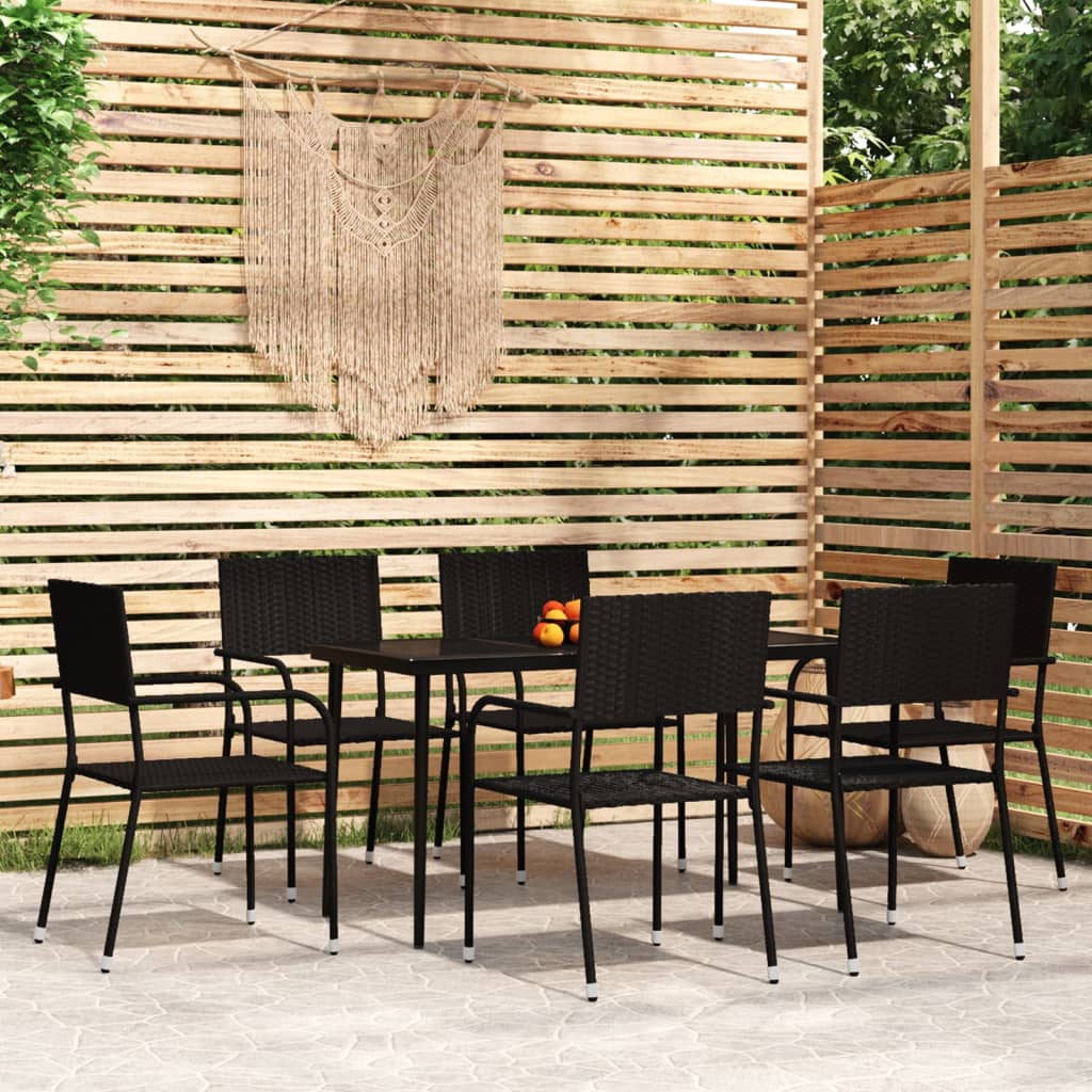 Set Mobili da Pranzo da Giardino 7 pz Nero
