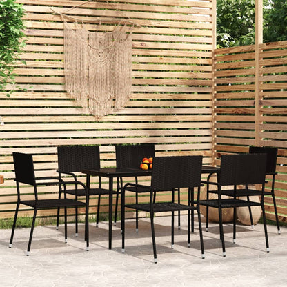 Set Mobili da Pranzo da Giardino 7 pz Nero